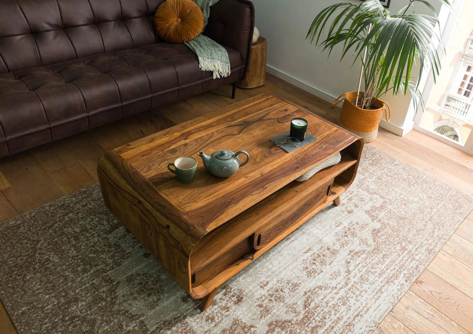 Marwar Solid Sheesham Wood Coffee Table with Storage