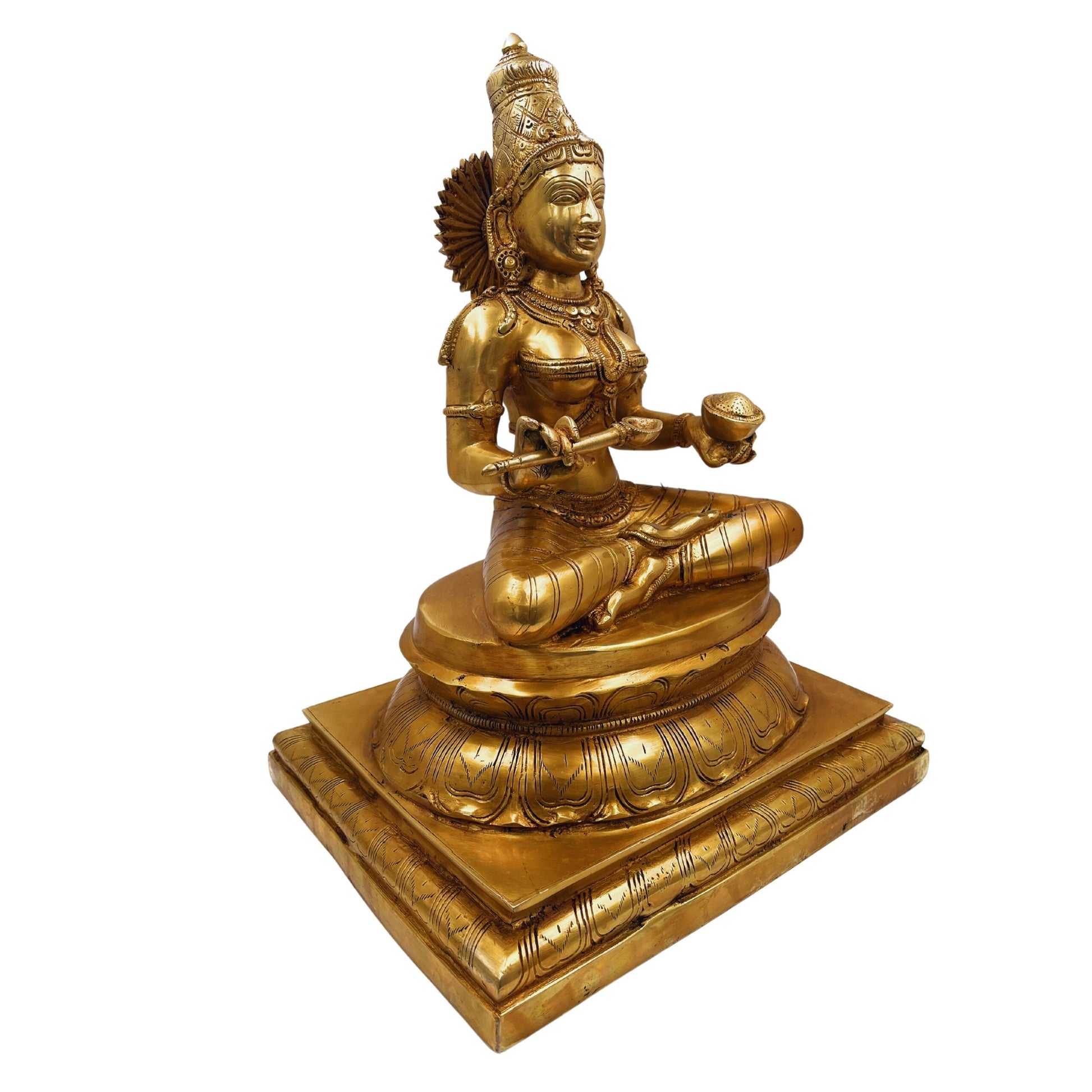 Handcrafted Brass Annapurna Devi Idol – Kashi Annapoorna Mata | Anna Lakshmi Murti for Temple, Home & Puja Décor,Gold, 17.5 Inch, 1 Piece