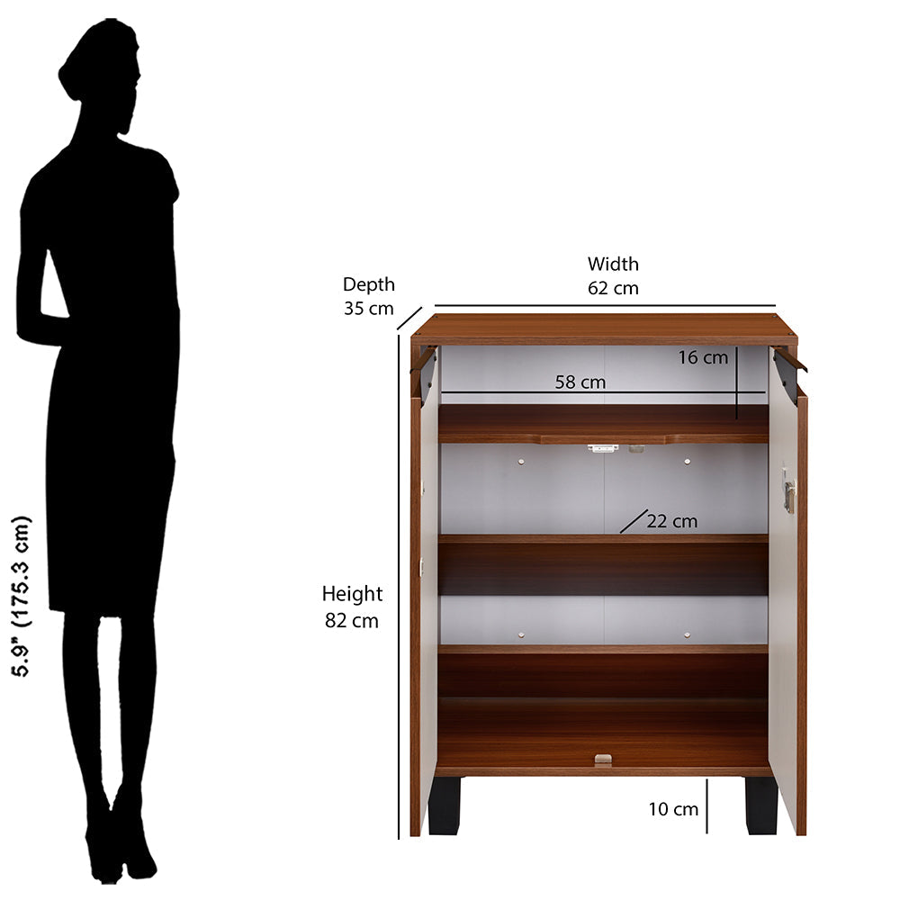 Nilkamal Flow Shoe Cabinet (Walnut/White)