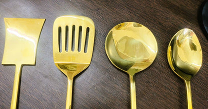 Brass Kitchen Ladles With Wooden Handle (14.5 Inch)