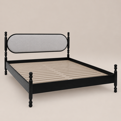 Kingsley Solid Wood Bed with Upholstered Headboard