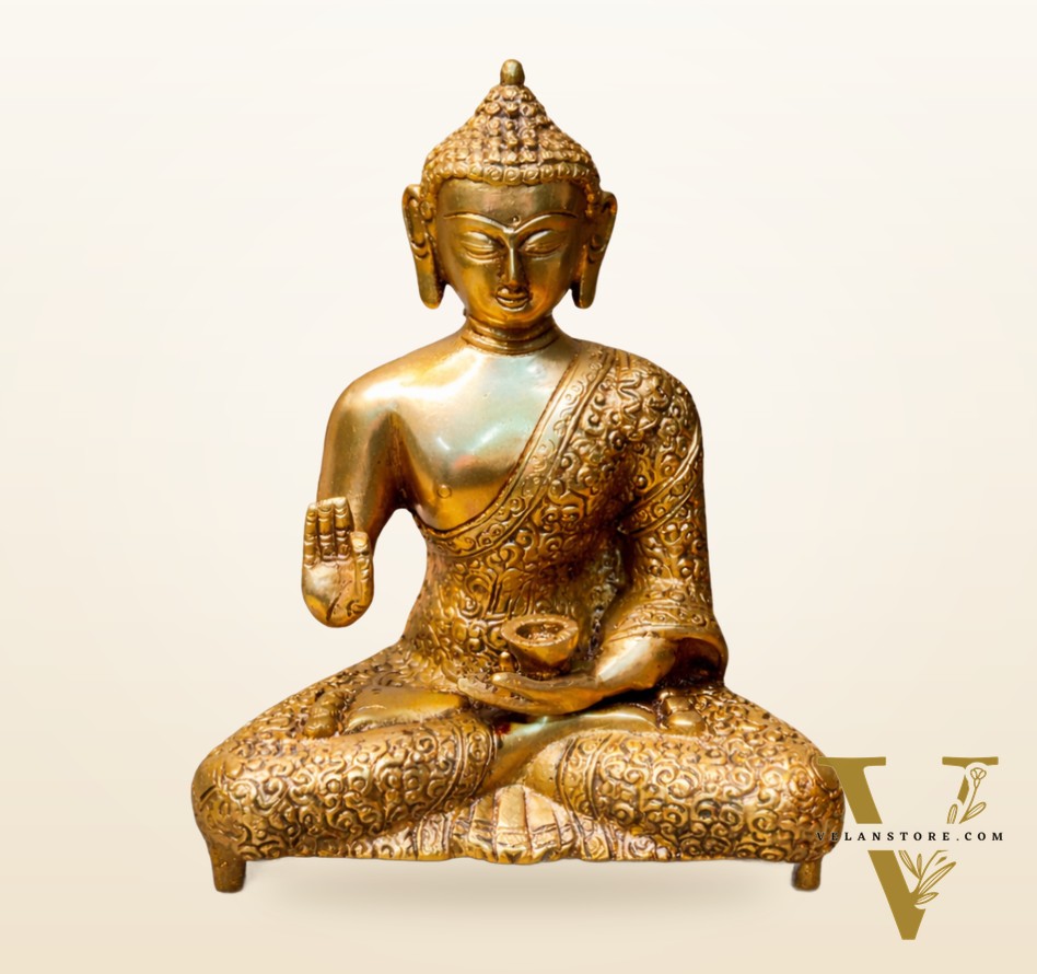 Abhaya Mudra Brass Statue - 9 Inches