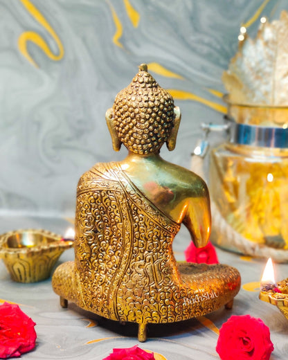 Abhaya Mudra Brass Statue - 9 Inches