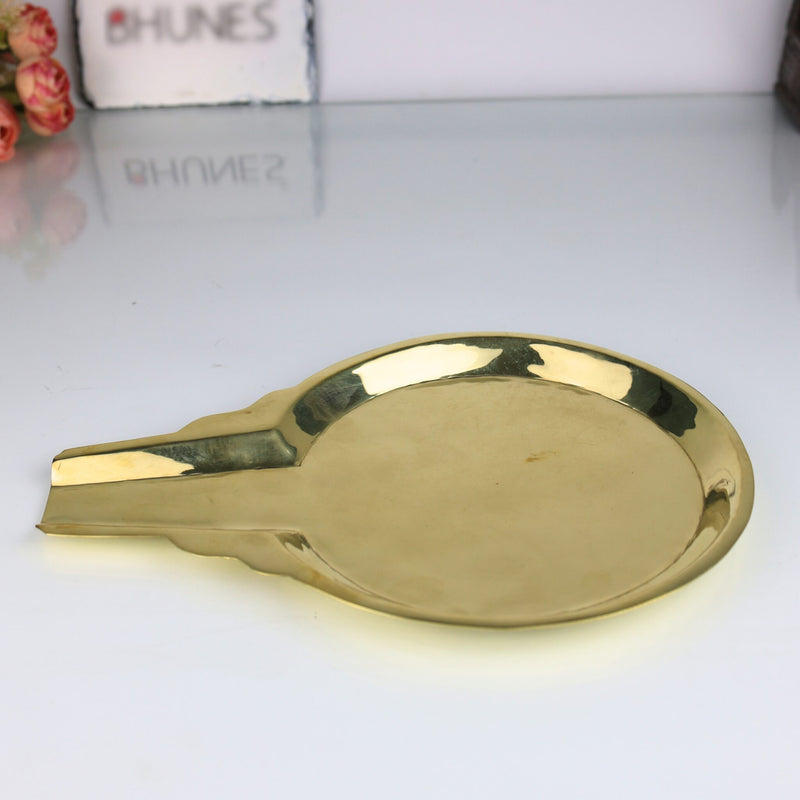 Brass Abhishek Patra, Abhishekam Plate, Somasutra Tray, Abhisheka Peeta, Tirumanjanam Stand, Temple Pooja Abhishek Vessel, Gold, 8 Inch, 1 Piece