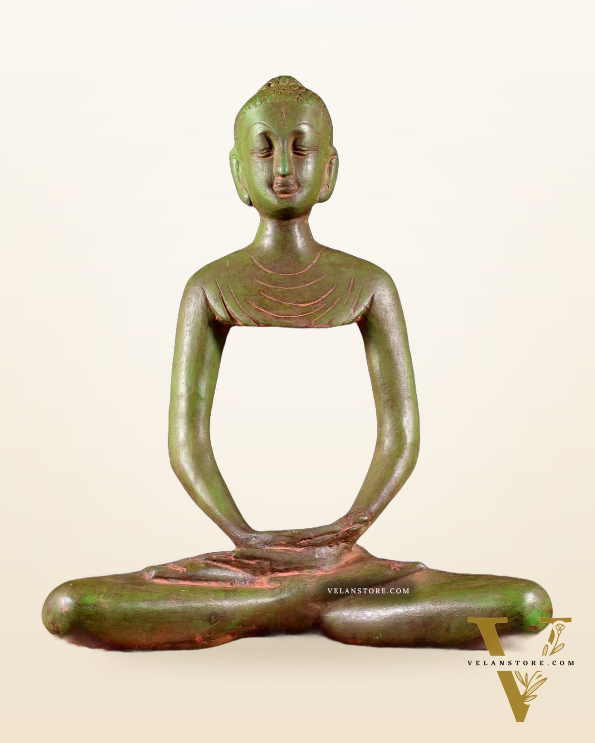 Abstract Brass Fasting Buddha 10"