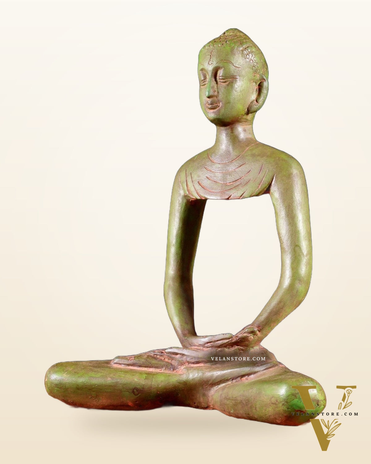 Abstract Brass Fasting Buddha 10"