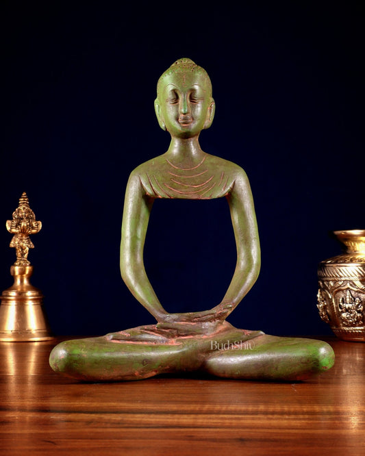 Abstract Brass Fasting Buddha 10"