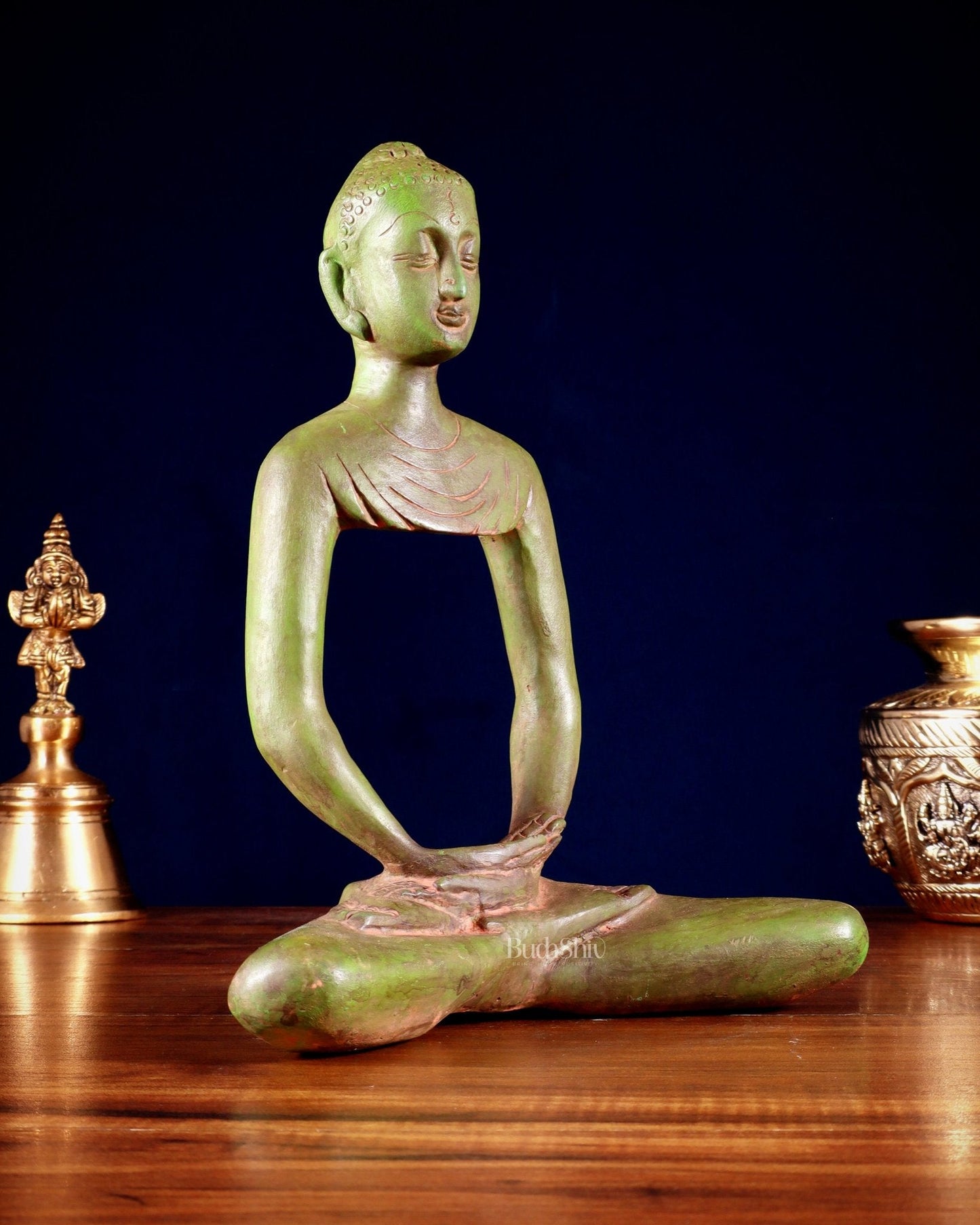 Abstract Brass Fasting Buddha 10"