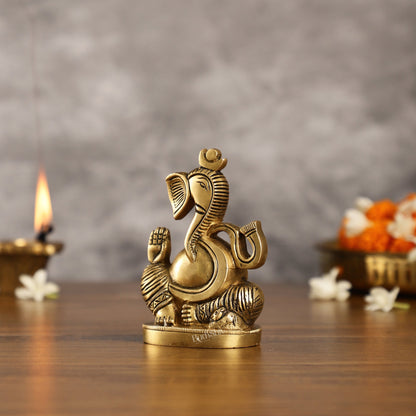 Abstract Modern Brass Ganesha Idol | Height 4.5 inch