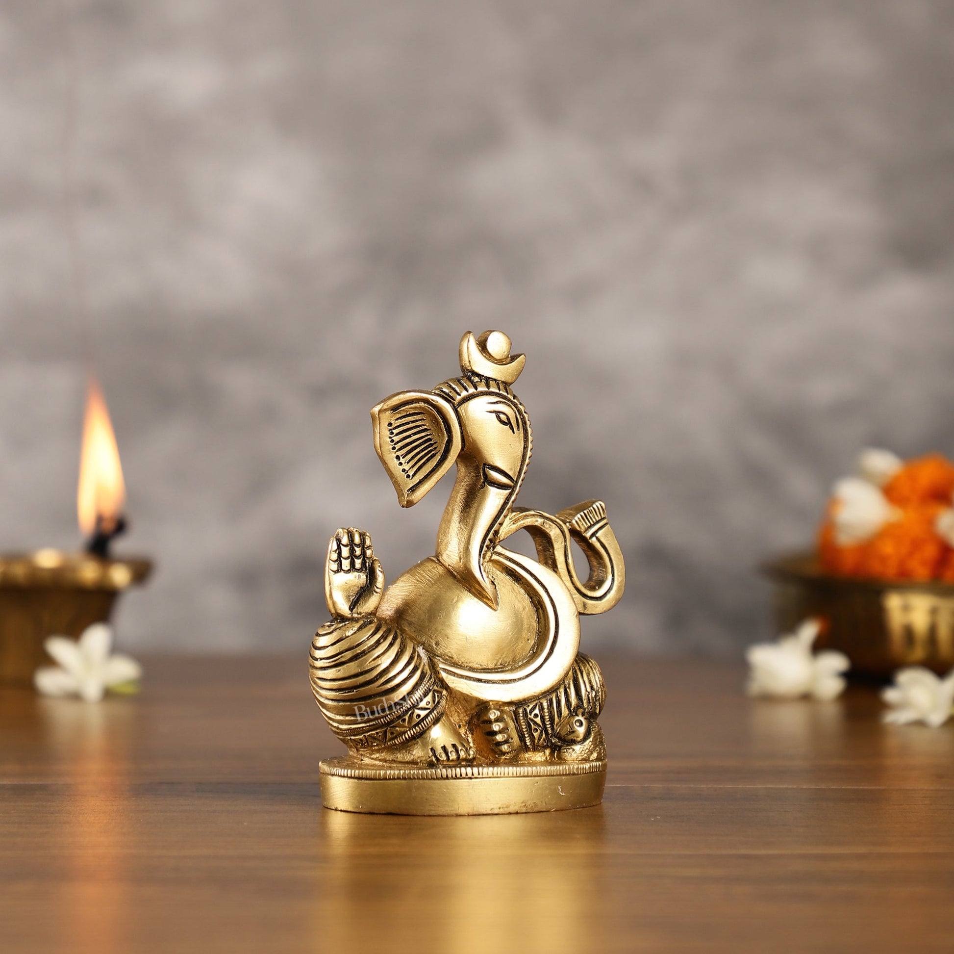Abstract Modern Brass Ganesha Idol | Height 4.5 inch