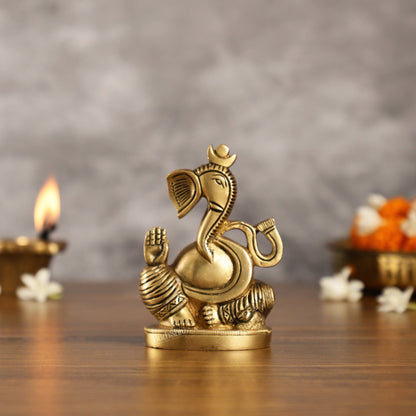 Abstract Modern Brass Ganesha Idol | Height 4.5 inch