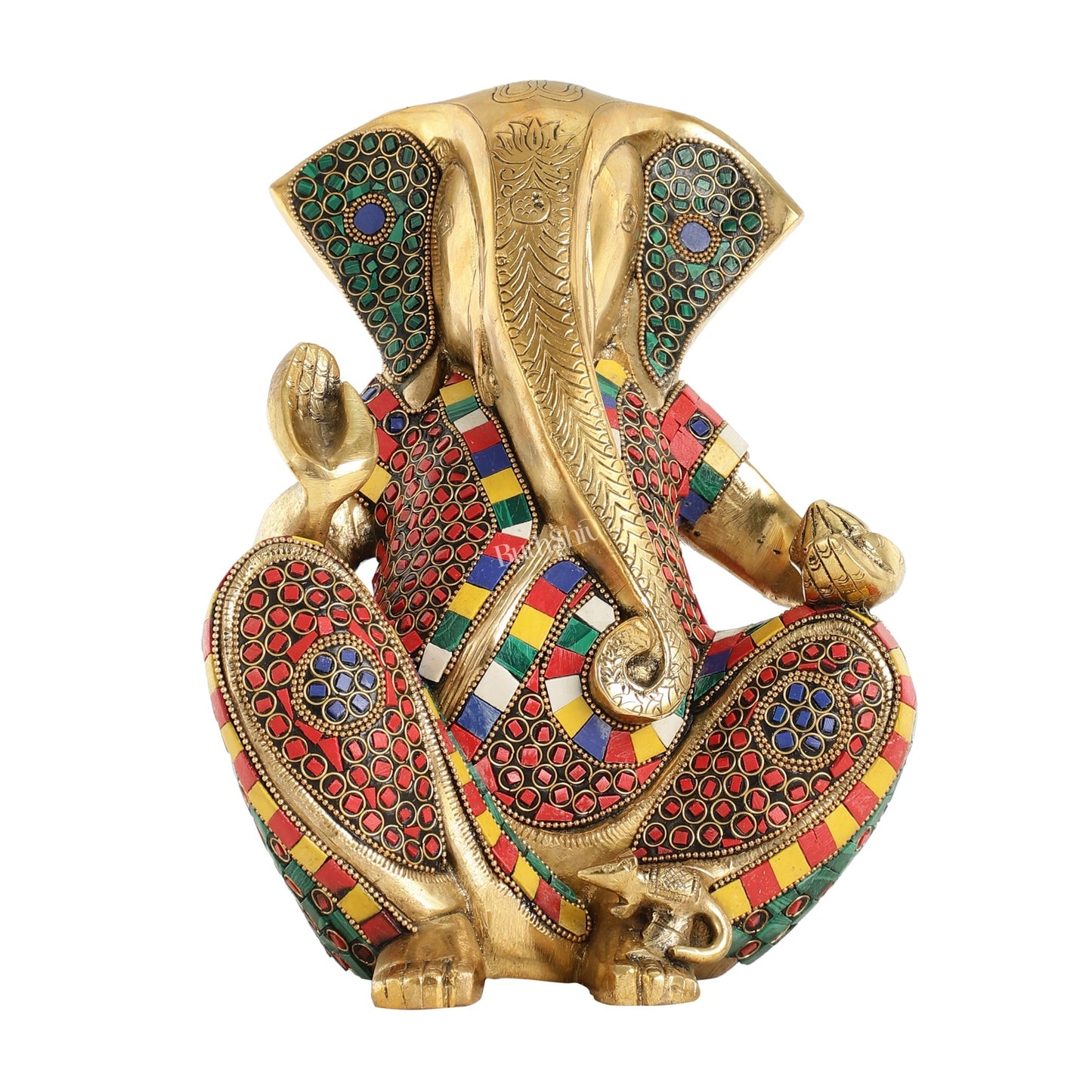 Abstract Modern Brass Ganesha Statue Accent - 11 Inch