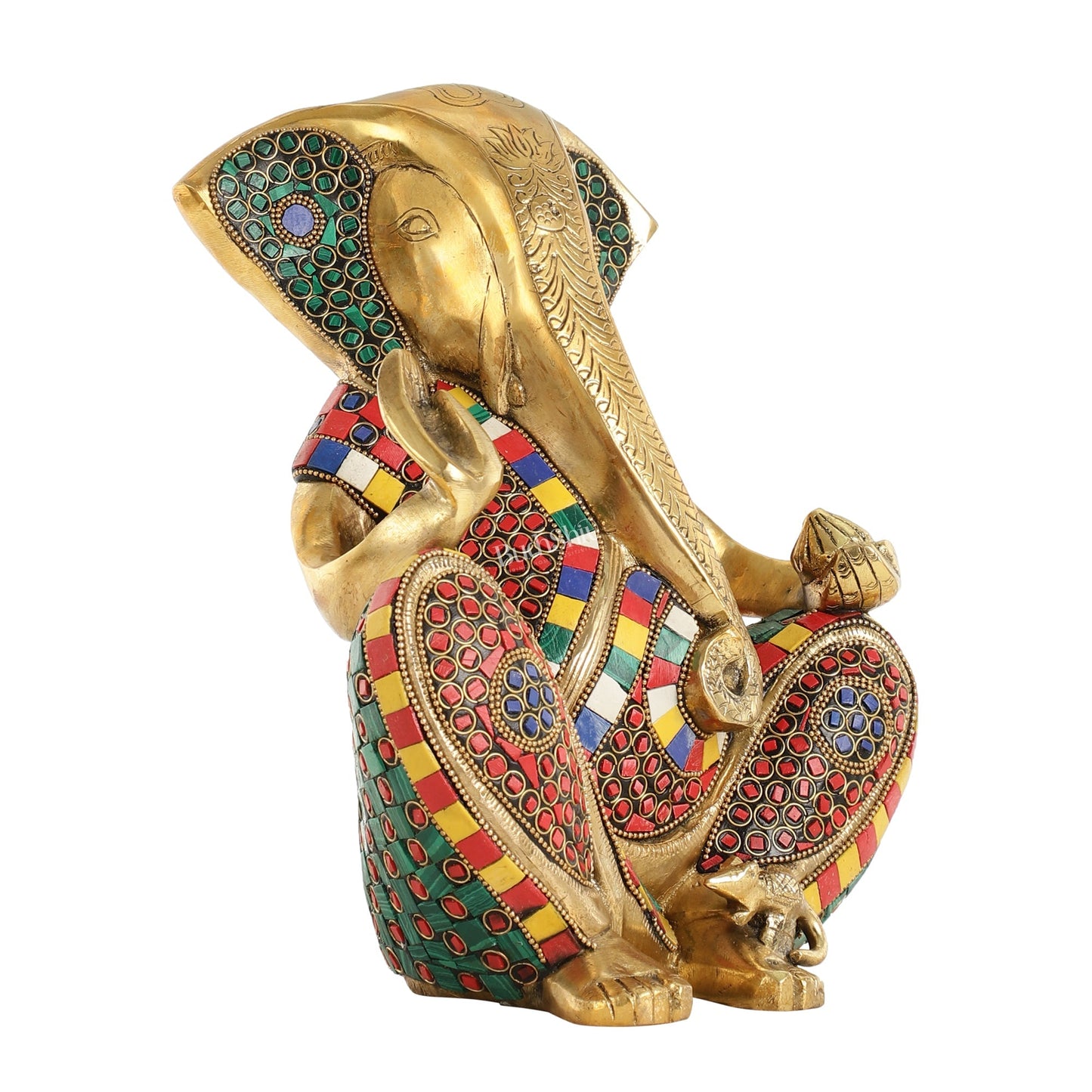 Abstract Modern Brass Ganesha Statue Accent - 11 Inch