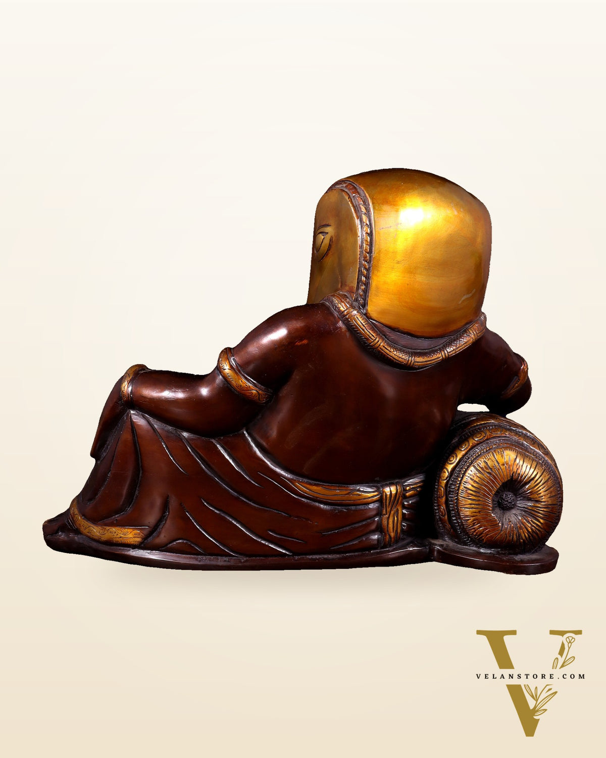 Abstract Resting Ganesha Statue – Pure Brass Dual Tone Finish 13 inch