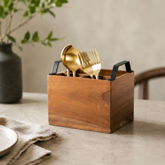 Inseparables Acacia Wood Cutlery Holder