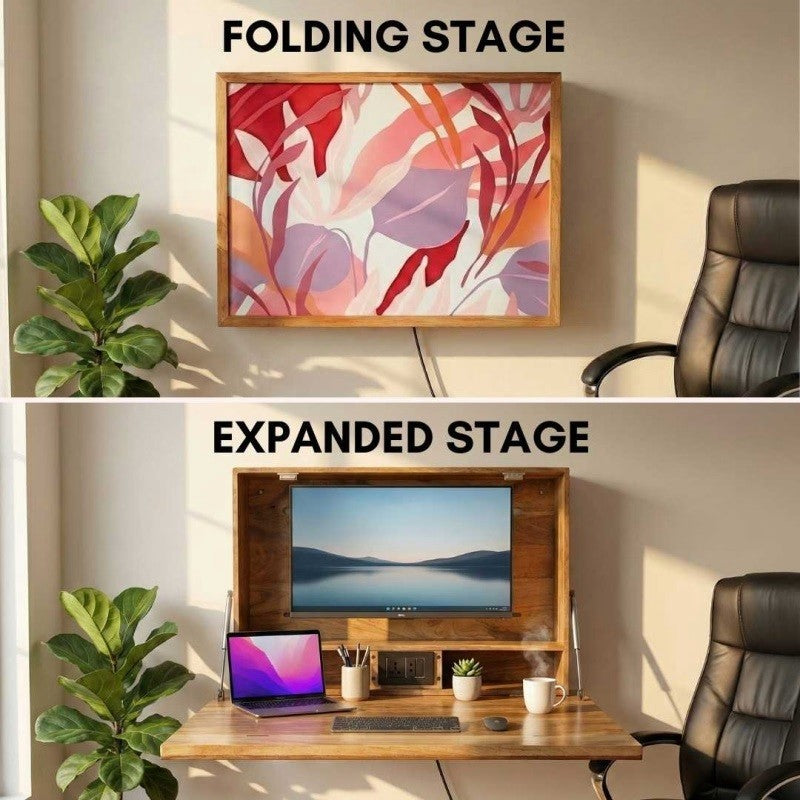 Solid Wood Wall Mounted Fold Drop Down Desk/Table for Home & Office