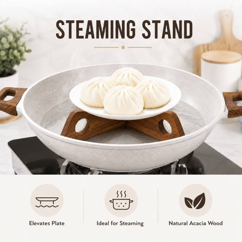 Acacia Wood Detachable Trivet for Hot Pots & Pans, Wooden Table Heat Protector Stand