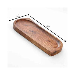 Wooden Serving Platter Set of 2 | Wood Platter | Acacia Wood Tray Set | Wooden Platter