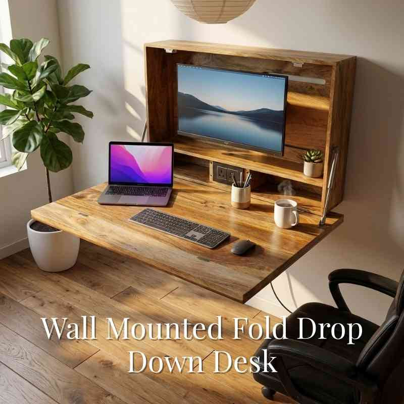 Solid Wood Wall Mounted Fold Drop Down Desk/Table for Home & Office