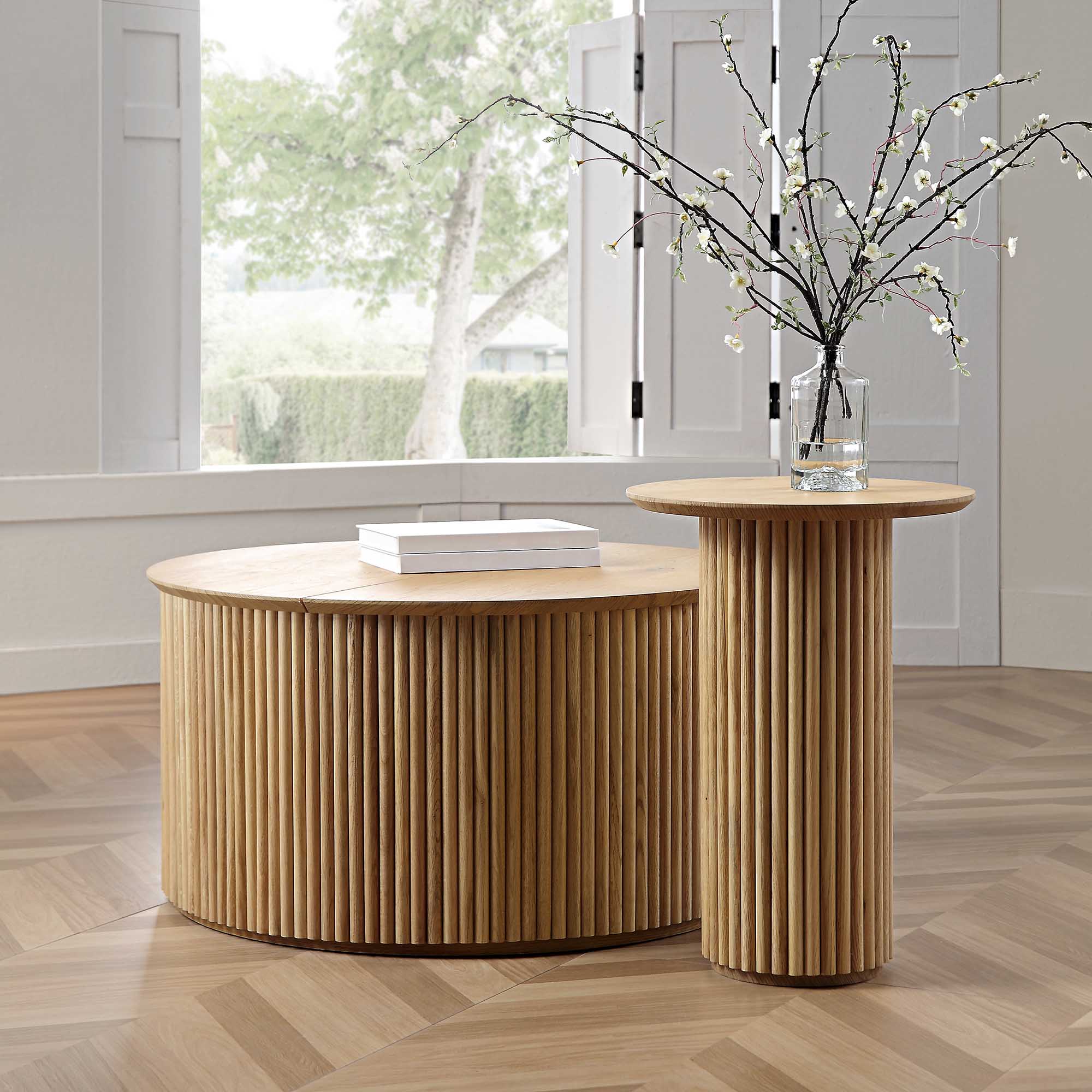 Velin Solid Wood Round Side Table