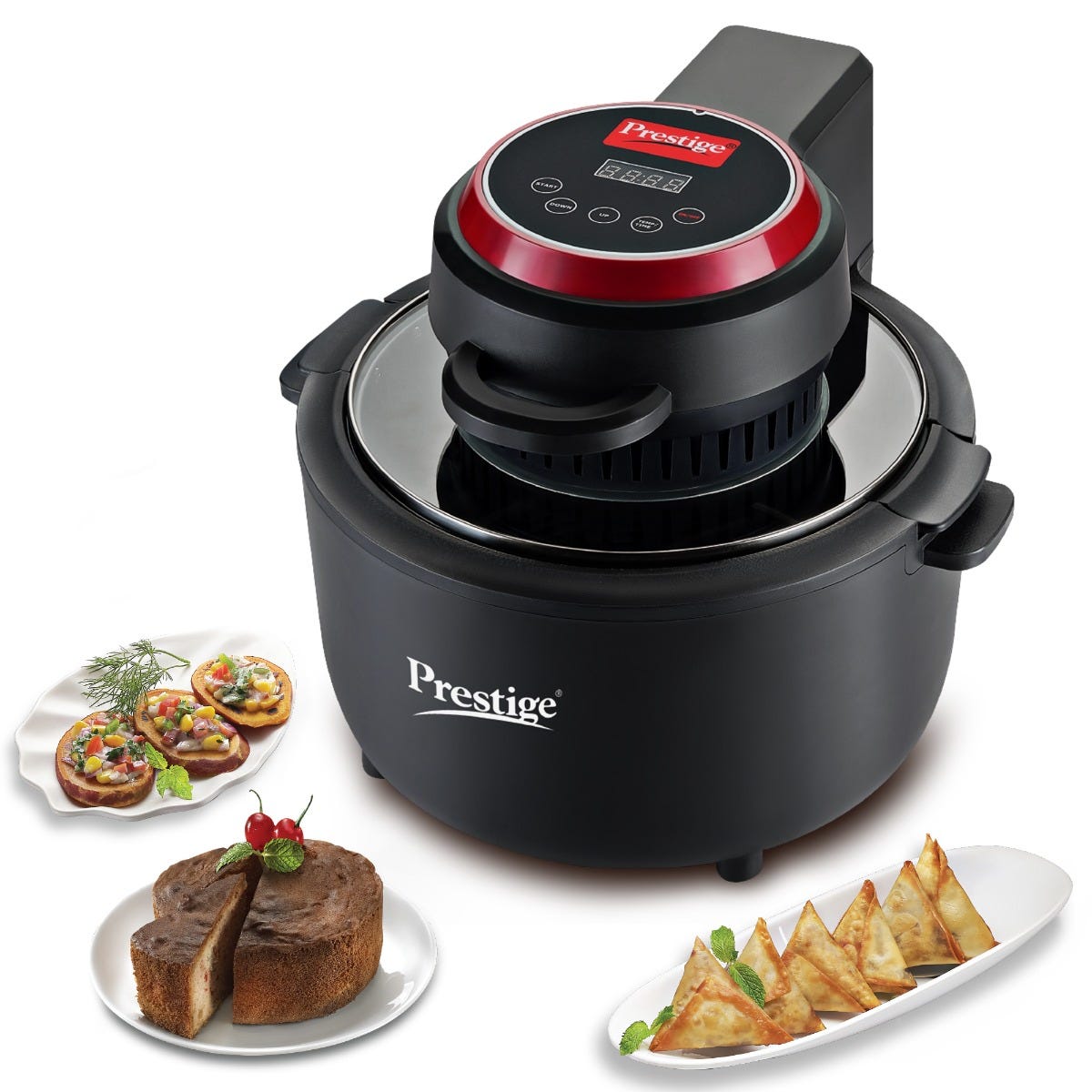 Prestige Multi-Chef All-in-One Air Fryer, 6.5L, 1200W, Airfry/Oven/Toast/Grill, 80% Less Oil, Black + Prestige Nutri-Mate 400W Mixer Grinder, 2 Jars & 3 Lids, Dual Safety Interlock, 1Y Warranty