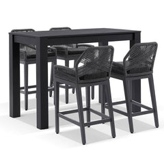Oscuro Outdoor Patio Bar Sets 4 Chairs and 1 Table  Braided & Rope