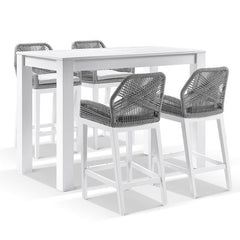 Oscuro Outdoor Patio Bar Sets 4 Chairs and 1 Table  Braided & Rope