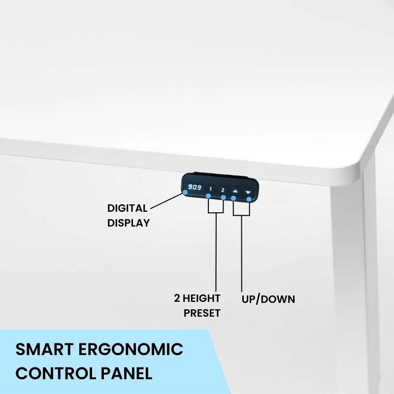 Electric Standing Computer Desk - Adjustable Height, Ergonomic Design | Desk and Frame Included | white height adjustable table with white legs
