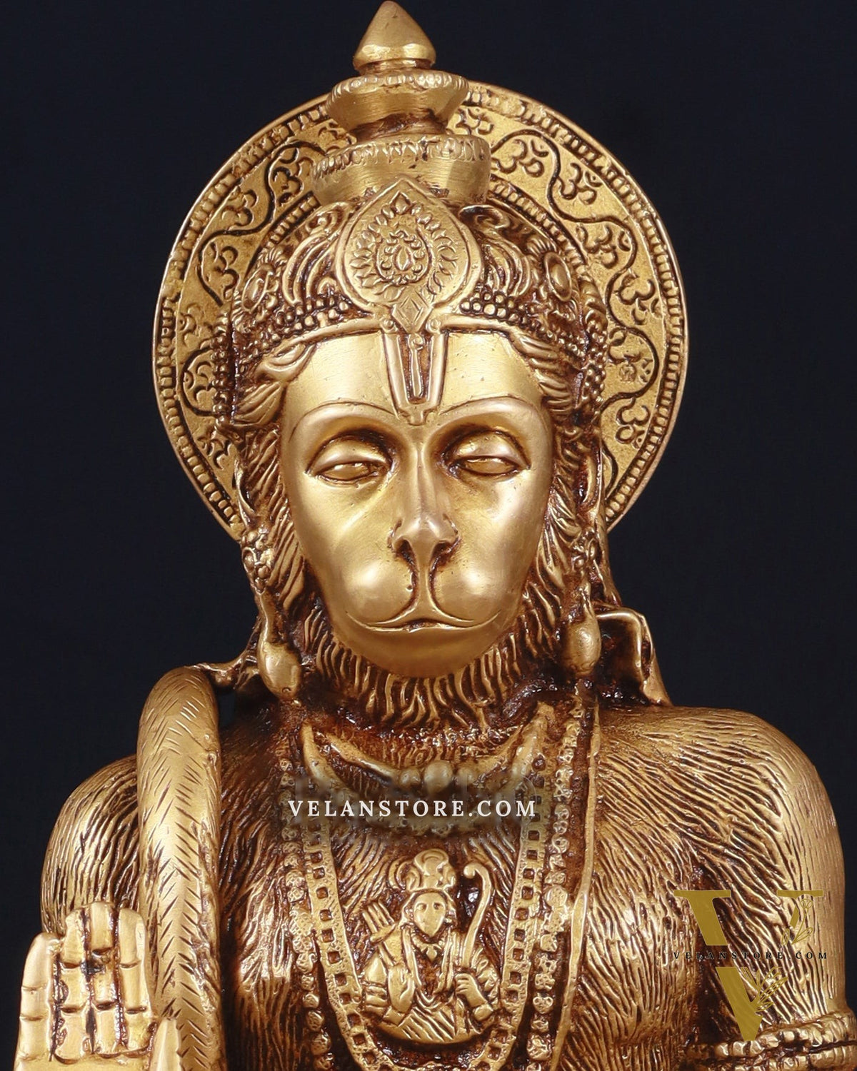 Adorable Pure Brass Blessing Hanuman Idol - 14"