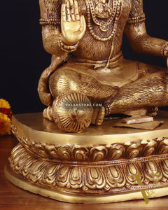 Adorable Pure Brass Blessing Hanuman Idol - 14"