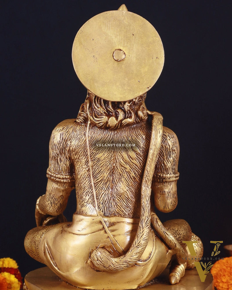Adorable Pure Brass Blessing Hanuman Idol - 14"