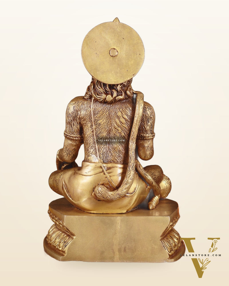 Adorable Pure Brass Blessing Hanuman Idol - 14"