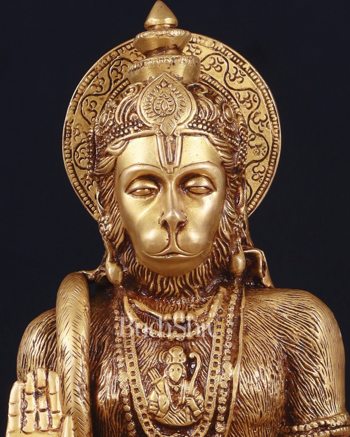 Adorable Pure Brass Blessing Hanuman Idol - 14"