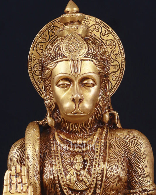 Adorable Pure Brass Blessing Hanuman Idol - 14"