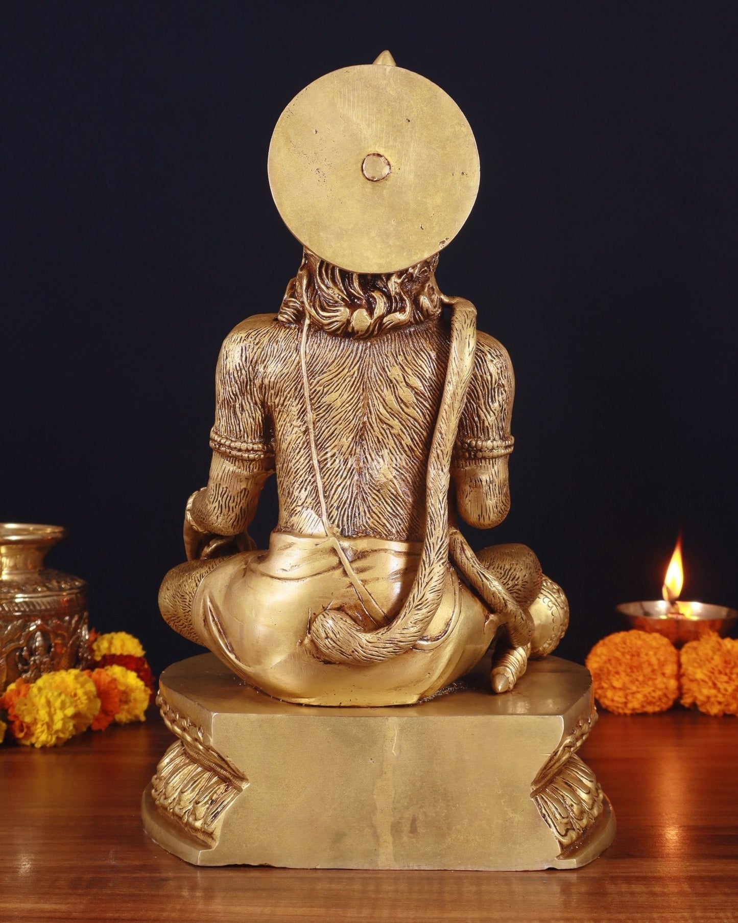 Adorable Pure Brass Blessing Hanuman Idol - 14"