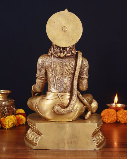 Adorable Pure Brass Blessing Hanuman Idol - 14"