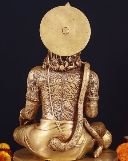 Adorable Pure Brass Blessing Hanuman Idol - 14"