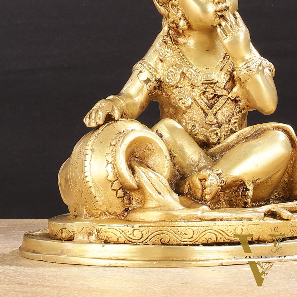 Adorable Pure Brass Makhan Chor Baby Krishna Idol | 8"
