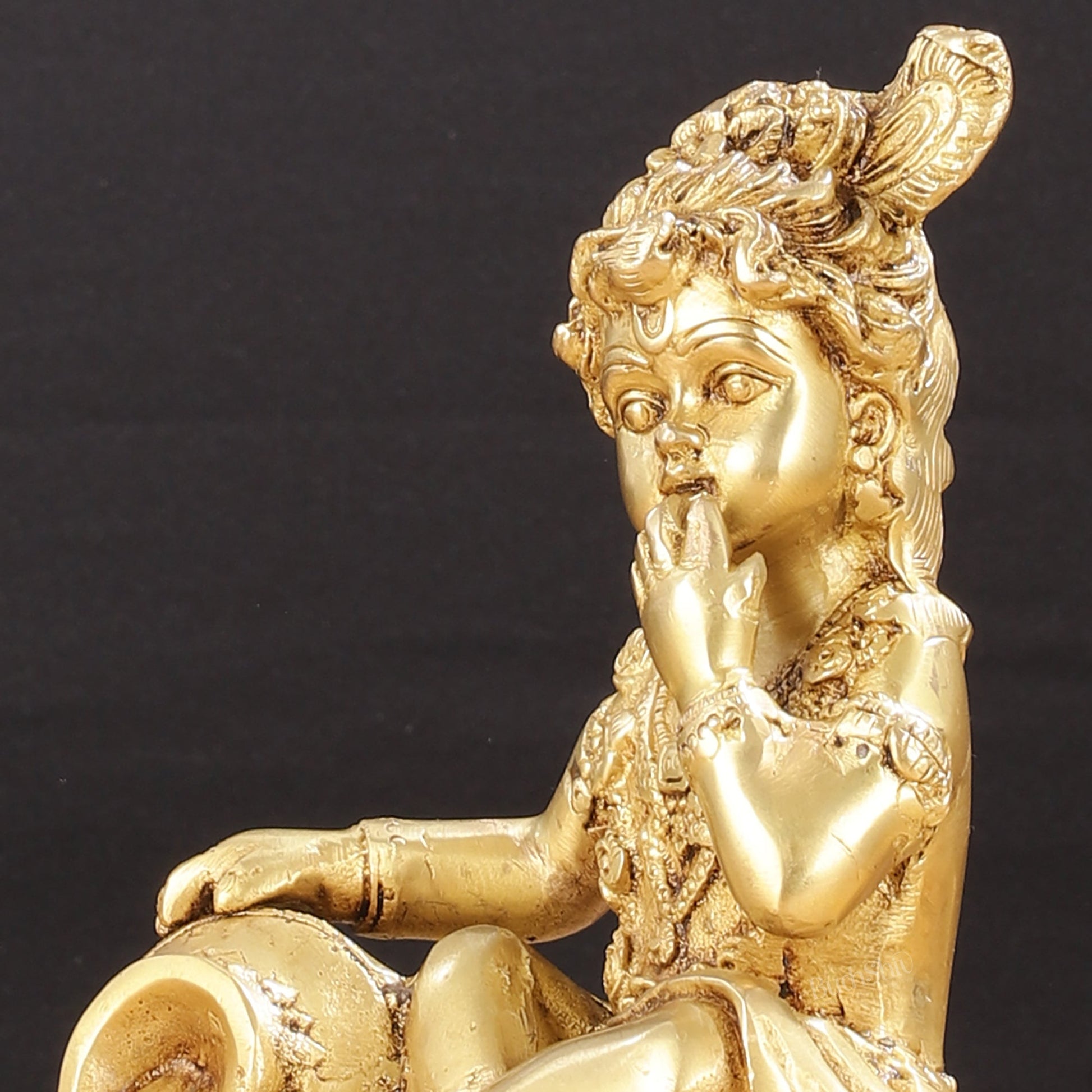 Adorable Pure Brass Makhan Chor Baby Krishna Idol | 8"