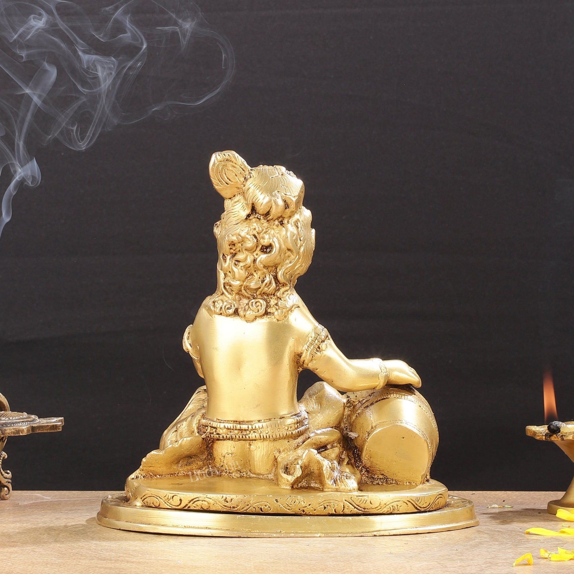 Adorable Pure Brass Makhan Chor Baby Krishna Idol | 8"