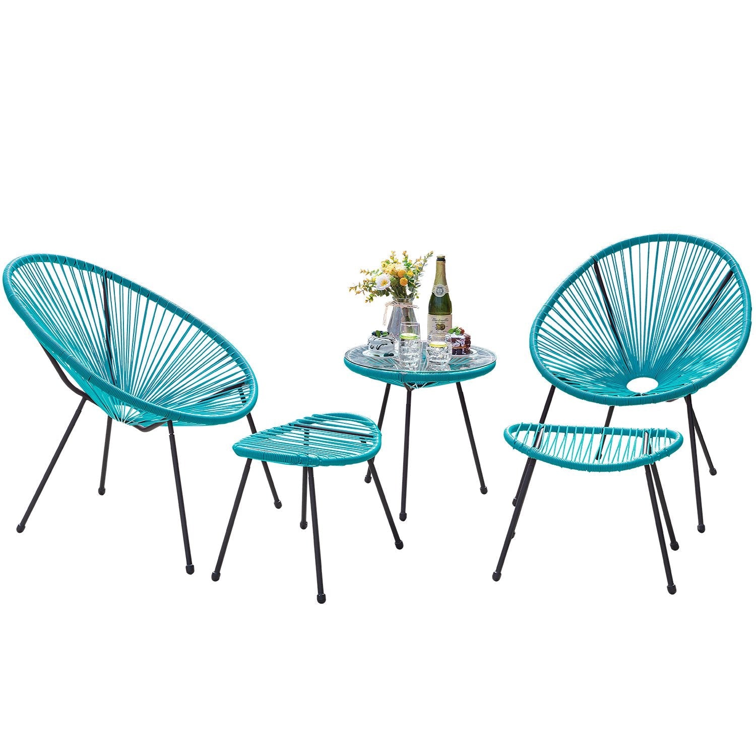 Legacy Outdoor Patio Seating Set 2 Chairs and 1 Table Set (Blue)