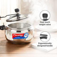Prestige Nakshatra Alpha Stainless Steel Gas and Induction Compatible Pressure Cooker, 3.5 L (Silver), Prestige Omega Deluxe Granite Non-stick Round Base Omni Tawa, 25 cm (Black)