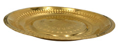 Brass Pooja Thali Large Aarti Plate Peetal Puja Plate Hand Carved Temple Prayer Thali Traditional Pooja Thambalam Pooja Thatte Decorative Mandir Ritual Brass Plate Festival Aarti Thali 39 cm, Gold, 15.35 Inch, 1 Piece