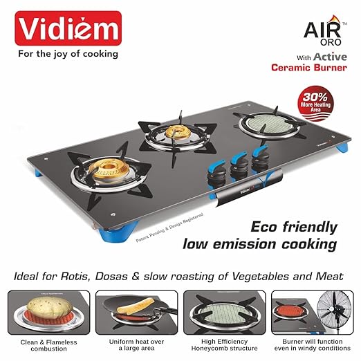AIR ORO 3B Gas Stove - With Active Ceramic Burner VIDIEM