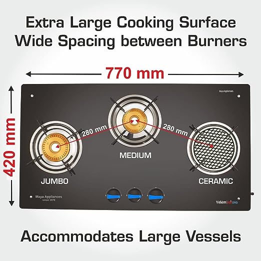 AIR ORO 3B Gas Stove - With Active Ceramic Burner VIDIEM