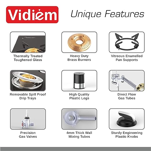 AIR SILVER 4Burner Gas Stove VIDIEM