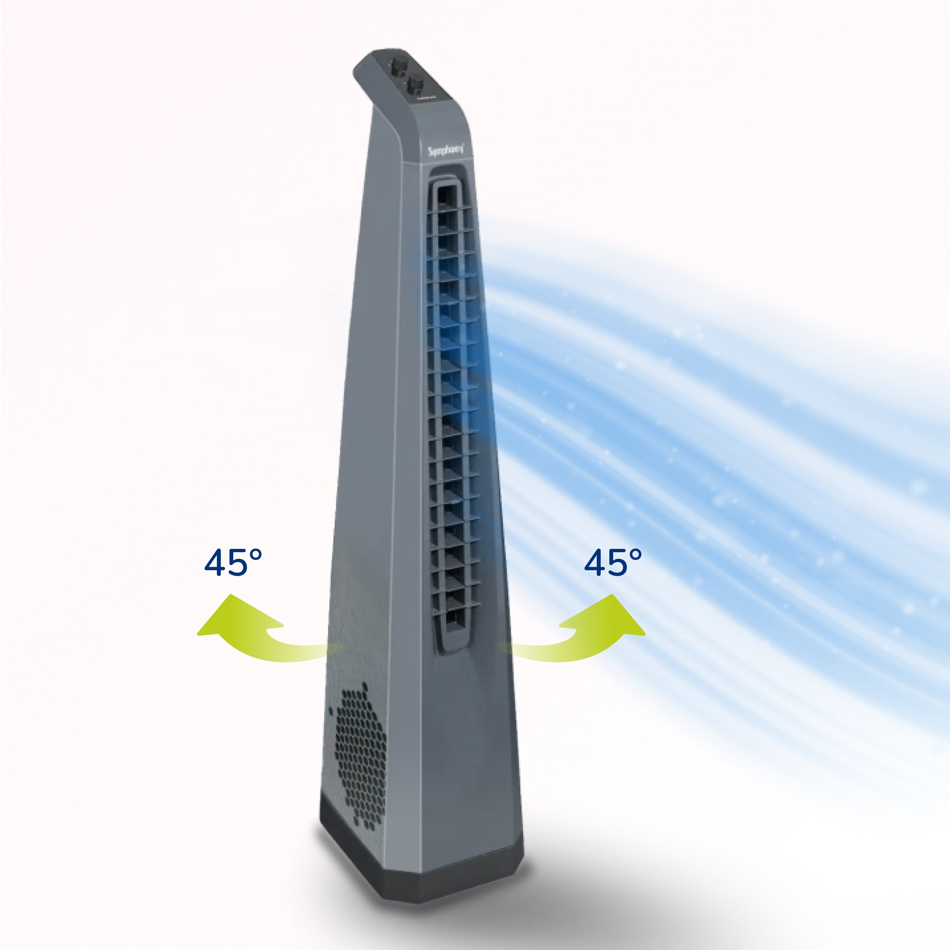 Surround Grey | Tower Fan | Knob Control | Bladeless Turbo ThrowTM (BLTT) Technology