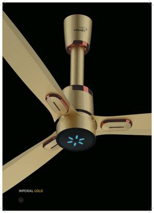 V-Guard AIRWIZ PRIME PREMIUM HIGH SPEED (48") 370 RPM with 3 Year Warranty BLDC Motor with Remote 1200 mm Ceiling Fan (5 Star | IMPERIAL GOLD | Pack of 1)