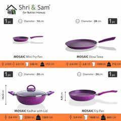 Aluminium 5 PCS Non-Stick Cookware Set Mosaic