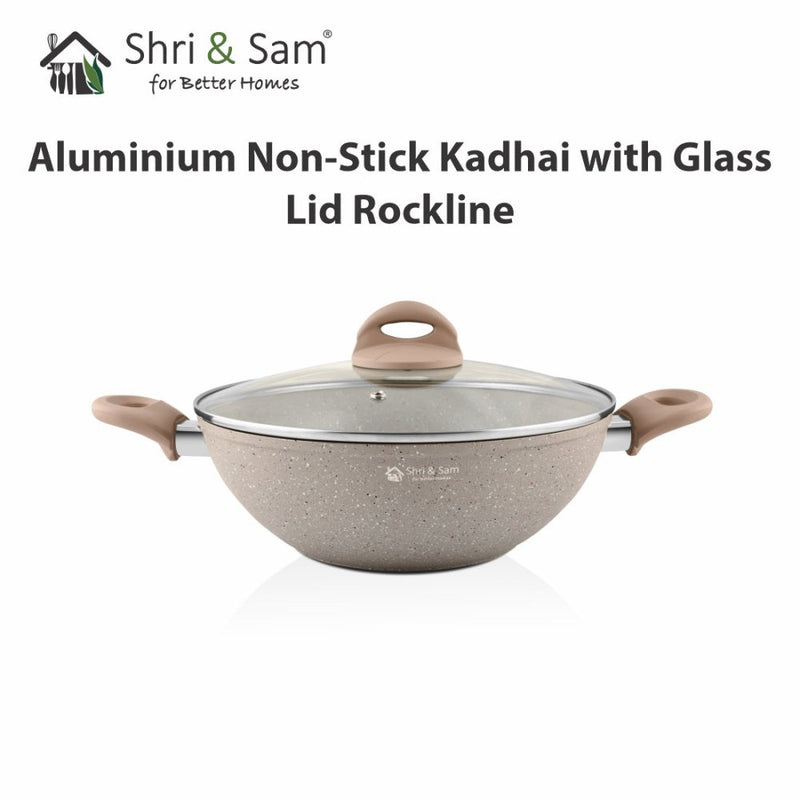 Aluminium Non-Stick Kadhai with Glass Lid Rockline